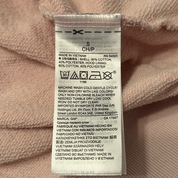 Gap Oversized, Distressed Light Pink Pullover Hoodie with Pocket, Hoodie/Sweater - Picture 6 of 8